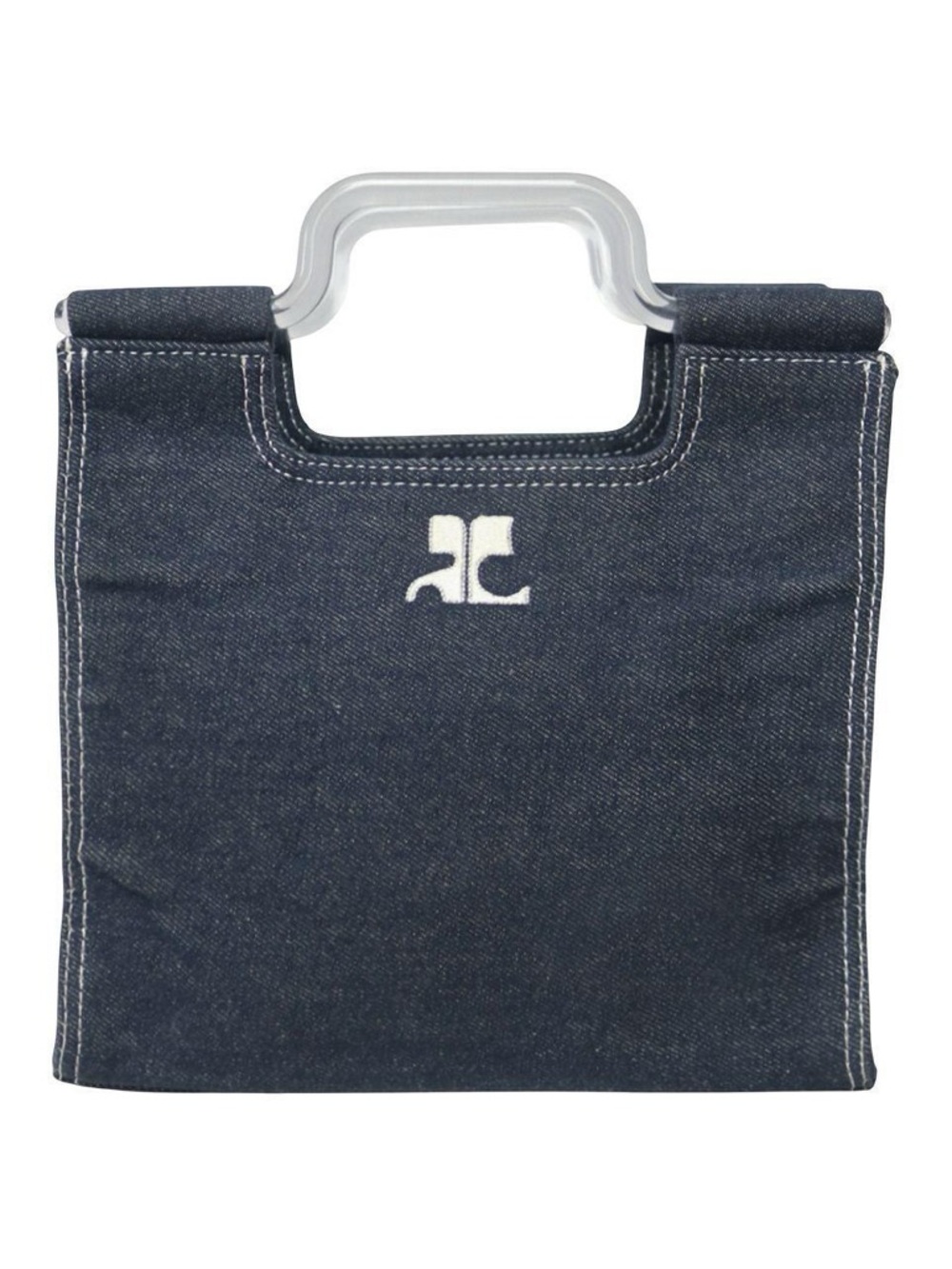 00s Courreges logo denim tote bag